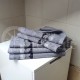 Cotton terry bath towel with leaves "GREY"
